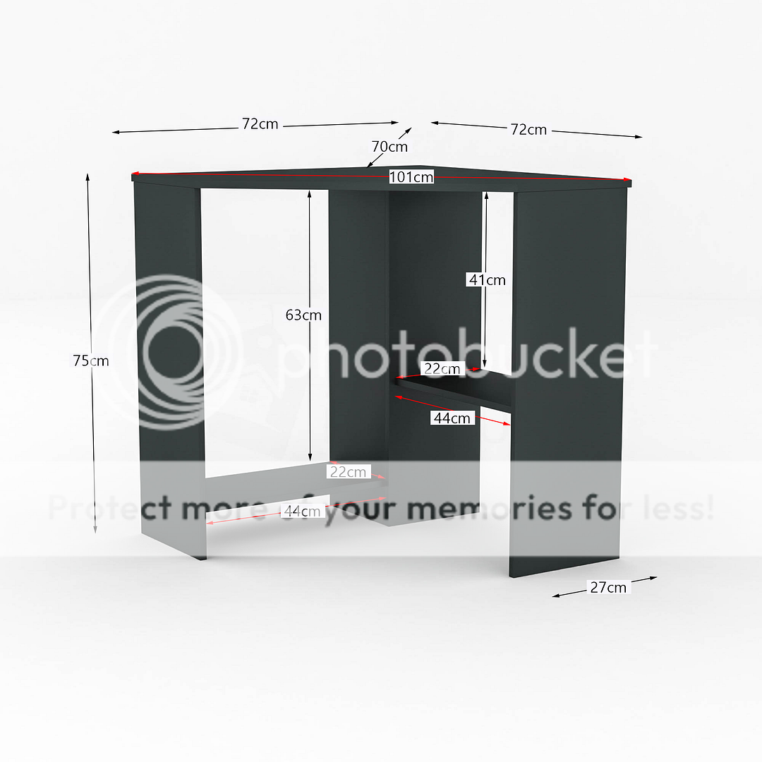 Eck-Computertisch 2 Regale Laptop PC Tisch Heim Büro Arbeitsstation